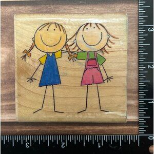 Me and my big ideas  Kelly and Annie B138 wood mounted rubber stamp INkadinkado